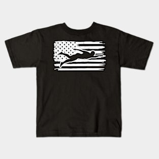 Swimming vintage america flag art Kids T-Shirt